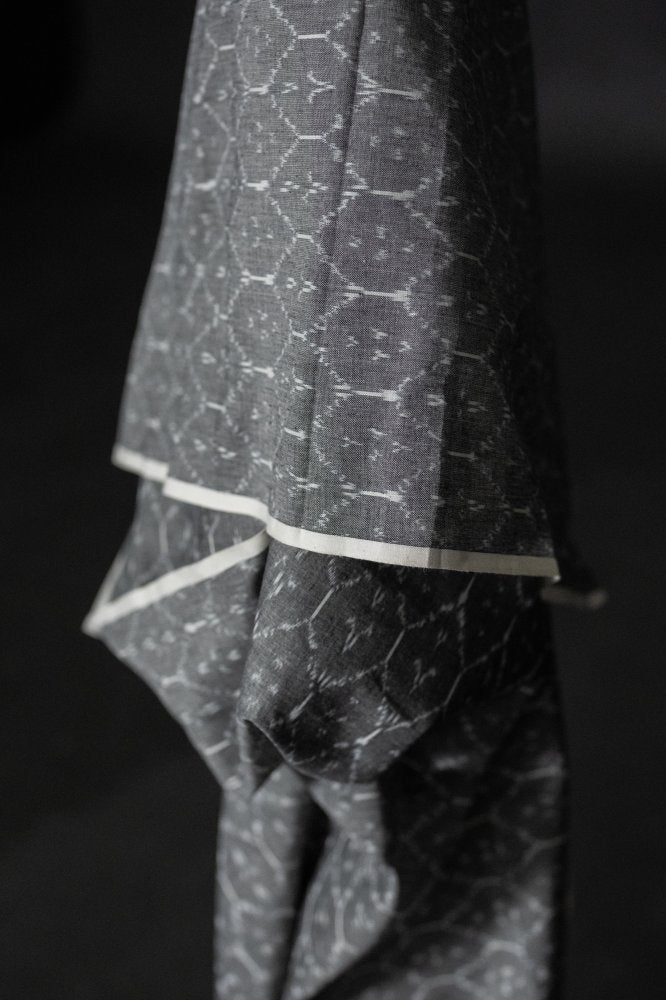 grey white pattern indian ikat cotton