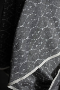 grey white pattern indian ikat cotton