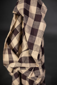 brown cotton gingham fabric