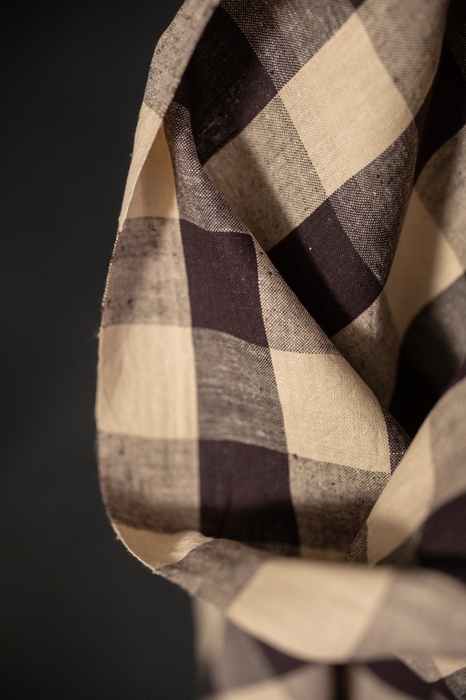 brown cotton gingham fabric