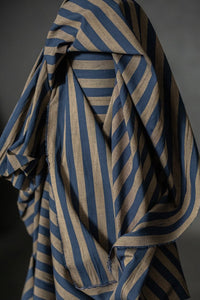 Blue Green Cotton Linen Stripe