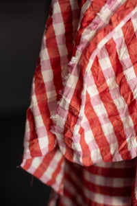 pink red gingham seersucker cotton
