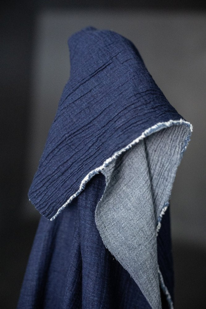 Cotton Double Gauze - Indigo Chambray Crepe