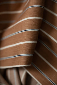 brown striped handloom denim fabric