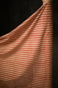 Indian Block Print Cotton - Red Semi Circle