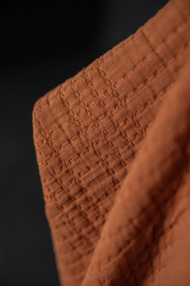 orange jacquard cotton fabric