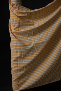 orange and ecru stripe handloom cotton fabric