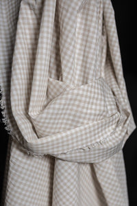 cream white gingham check fabric