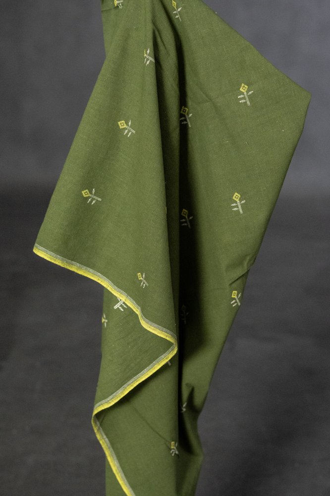green embroidered cotton