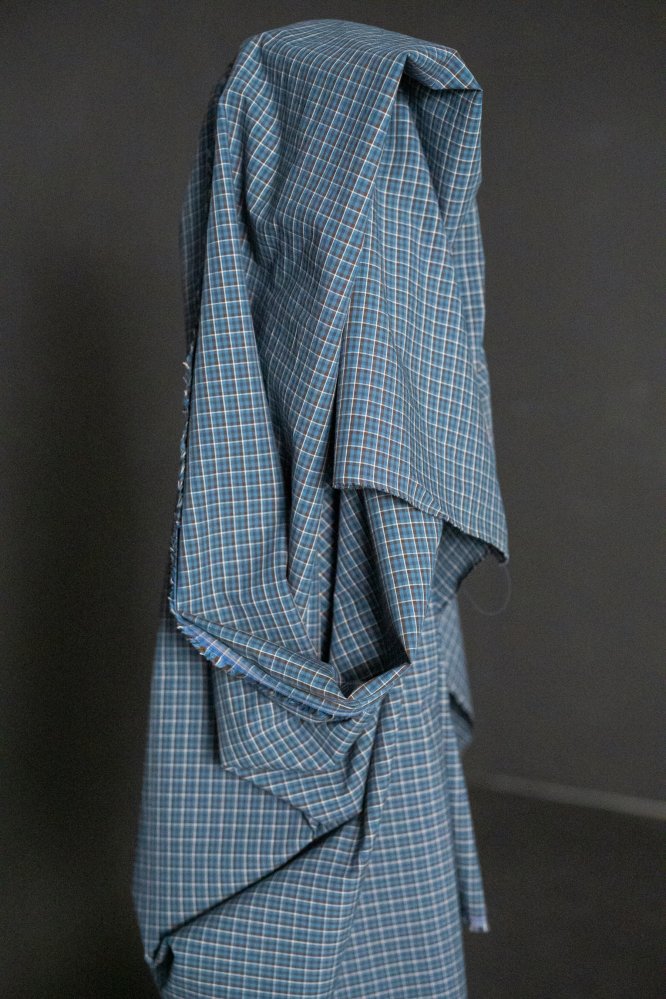 Bright teal Japanese check cotton fabric