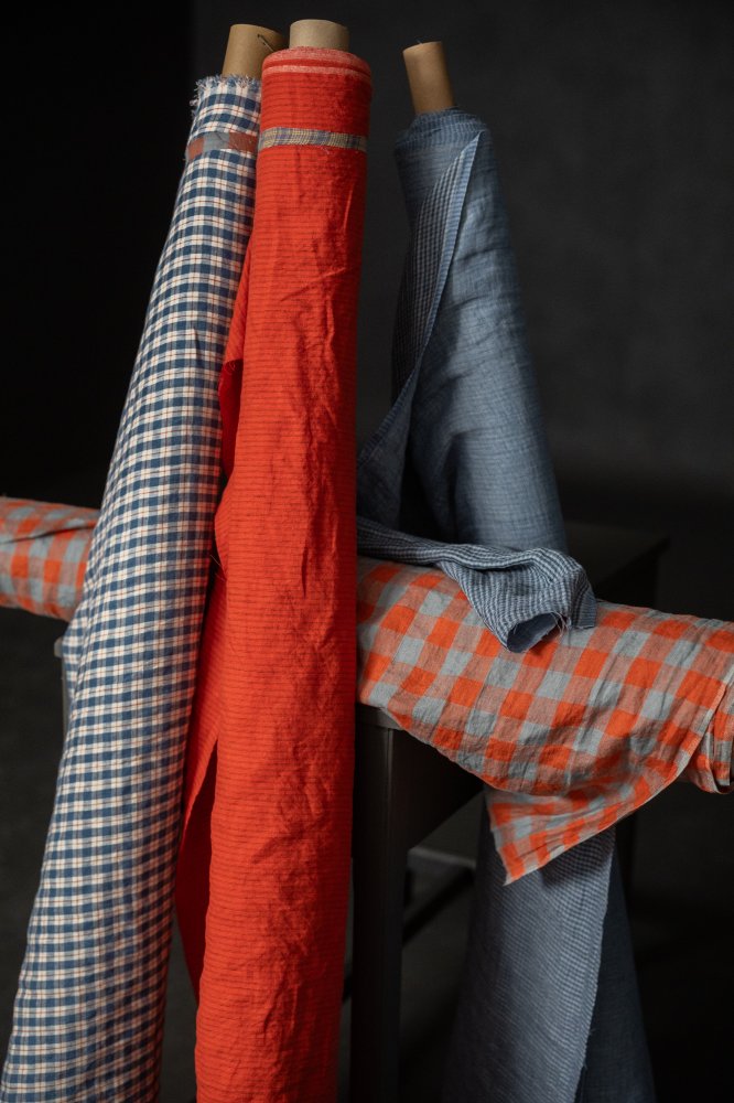 European Laundered Linen Check - Campari Spritz