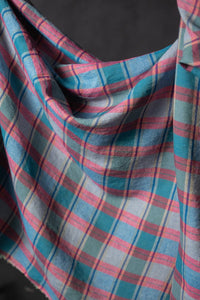Berry check european laundered linen fabric