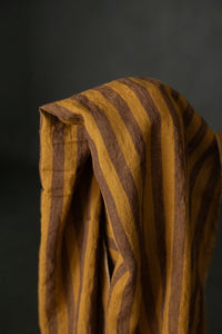 brown mustard stripe linen fabric 