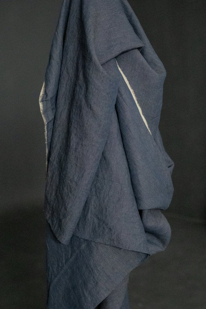 navy brown cross weave fabric linen