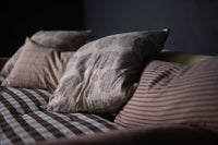 European Laundered Linen/Cotton Gingham - Bitter Cocoa Garden Party