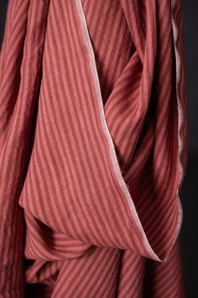 pink red stripe linen fabric