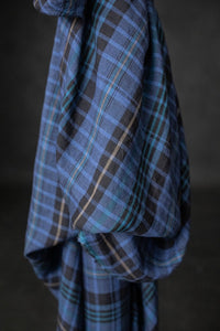 blue check linen fabric