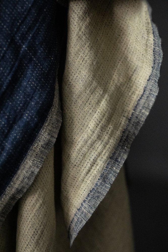 navy double gauze linen fabric