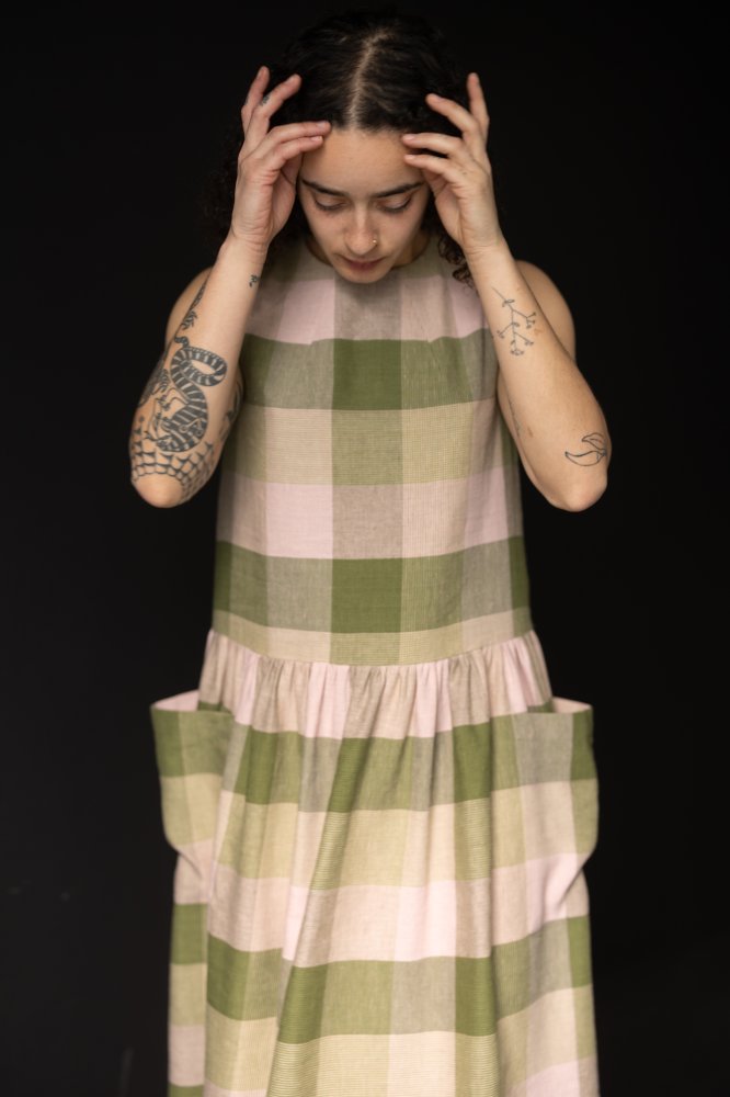 European Laundered Linen/Cotton - Vetiver Check