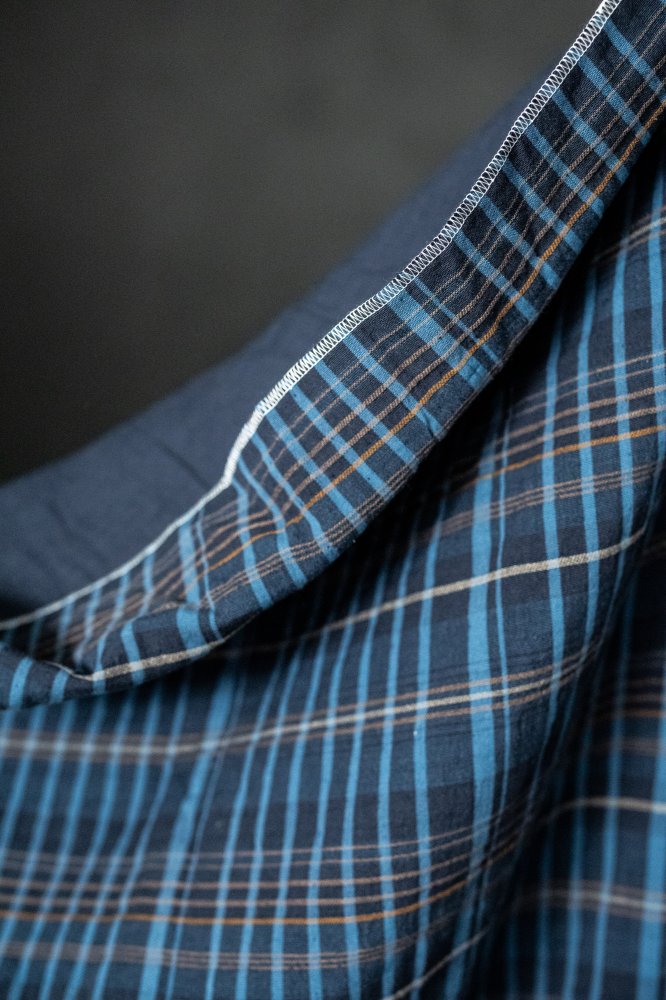 blue check quilted jacquard fabric
