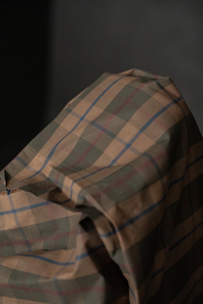 brown tartan oilskin cotton
