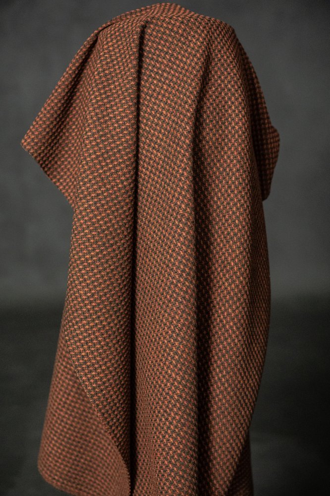pink green waffle wool fabric