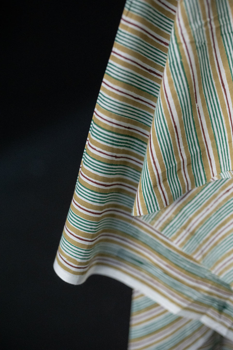 Indian Block Print Cotton - Hummingbird Stripe