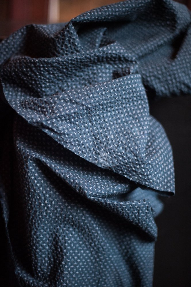 Remnant (Tottorri Cross Navy Japanese Cotton Seersucker)