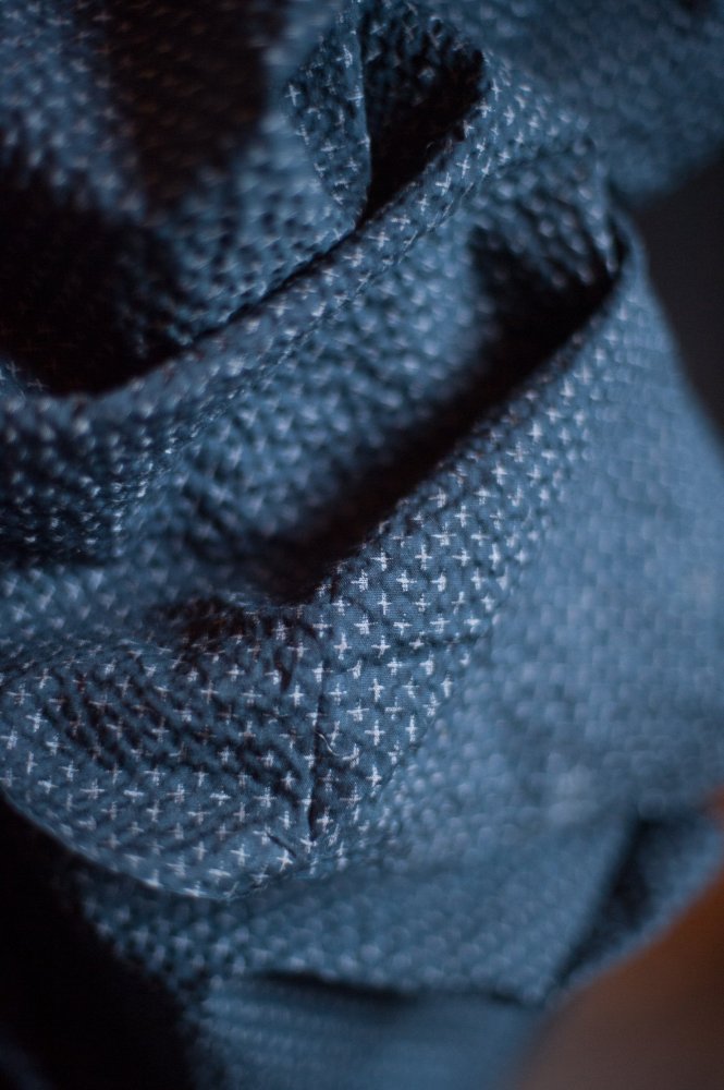 Remnant (Tottorri Cross Navy Japanese Cotton Seersucker)