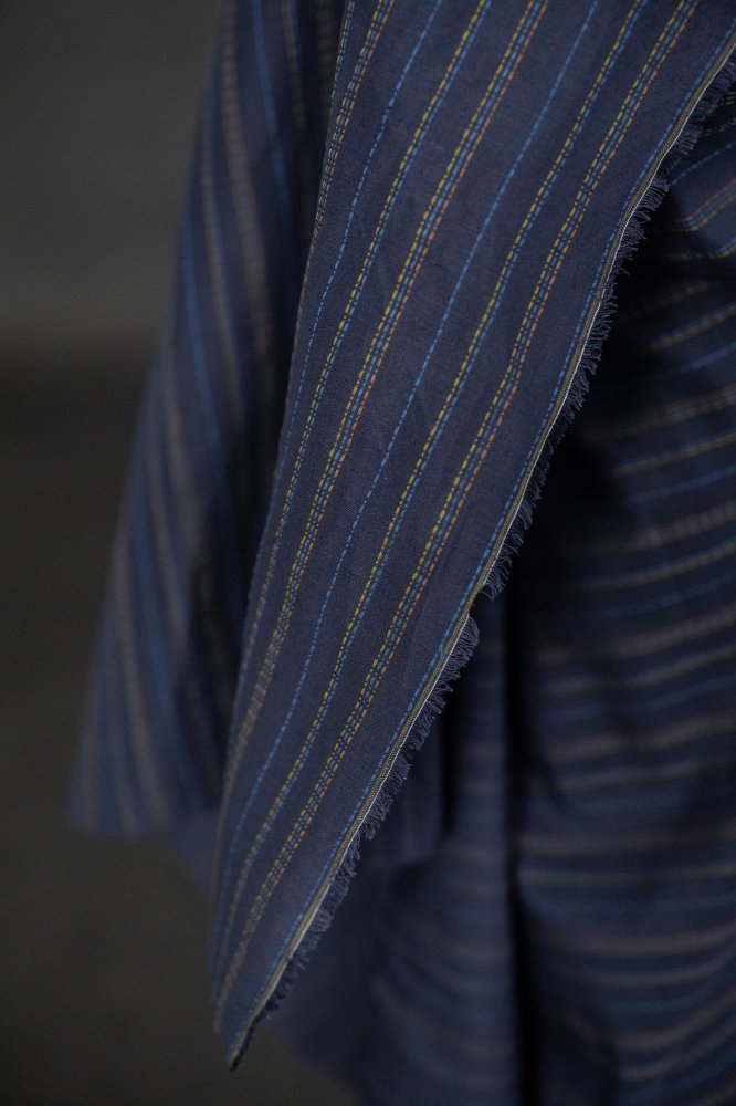 blue stitched indian cotton linen