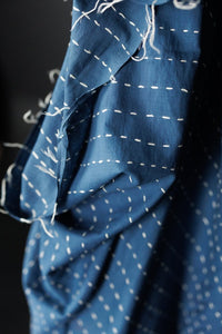 Handwoven Cotton - Indigo Kantha Stitched