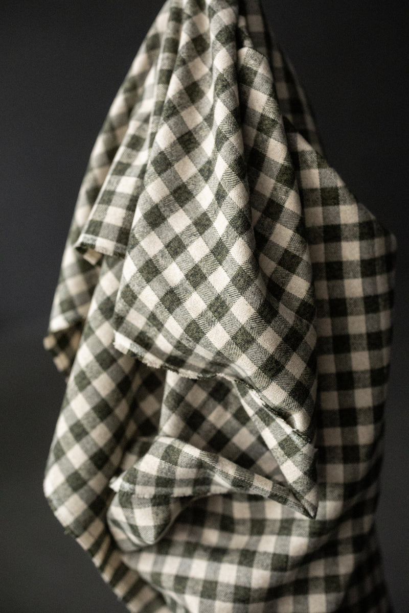 Japanese Brushed Cotton - Olivine Check
