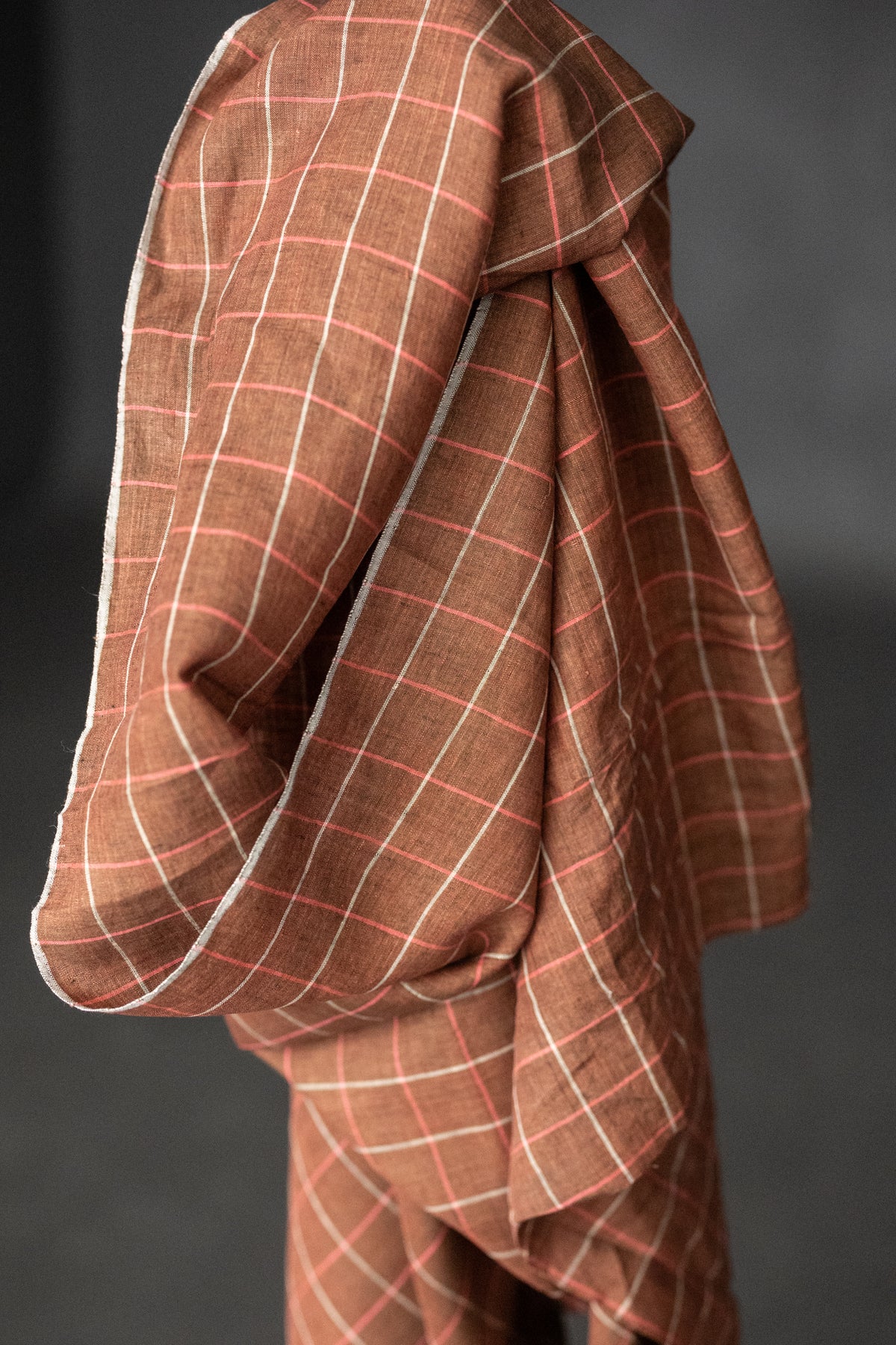 Handwoven Linen Check - Strawberry Jam
