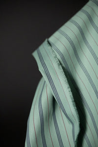 Bright teal organic ticking stripe fabric